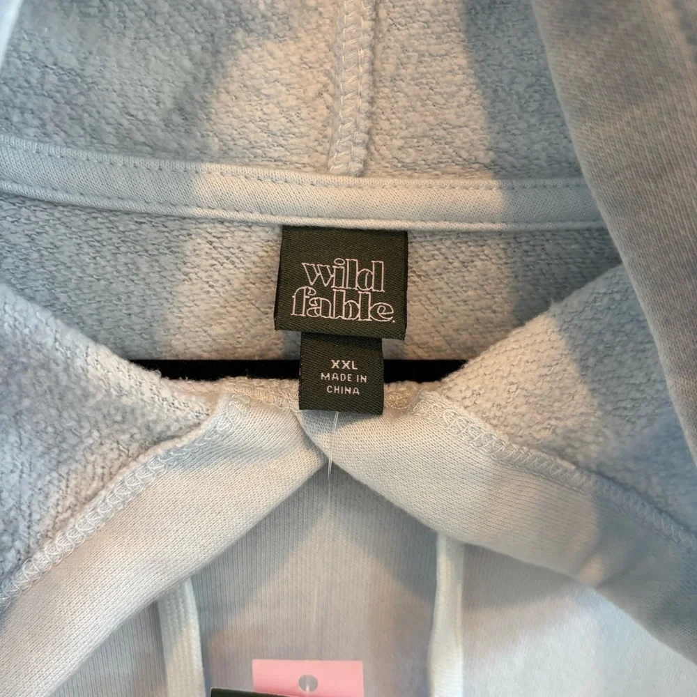 Wild Fable Light Aqua Blue Hoodie Sweatshirt Tie Dye Detail Women's Size XXL NWT - Picture 5 of 9
